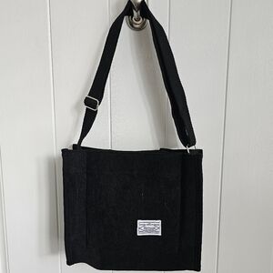 UERRUAM Womens Black Courdoroy Small Tote, Shoulder Bag, Purse